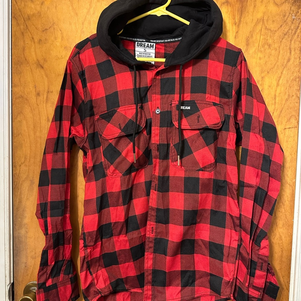Red and Black Dream Clothing Hooded Flannel